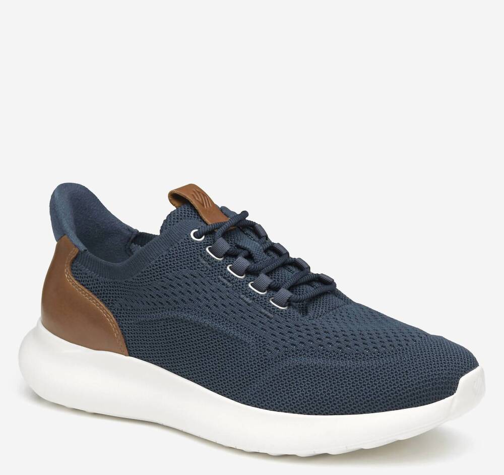 NEW JOHNSTON & MURPHY men's amherst 2.0 plain toe sneakers in navy knit